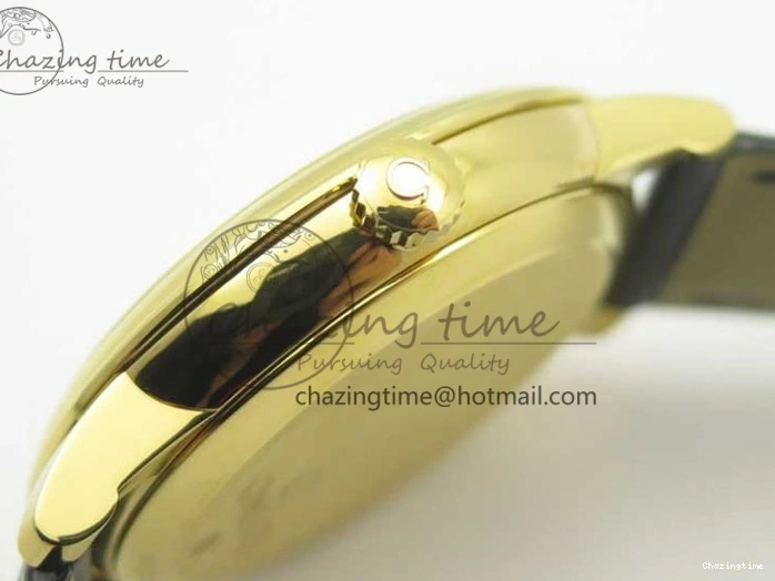 0419 De Ville YG MKF 1:1 Best Edition Silver Dial Diamonds Markers on Black Leather Strap MIYOTA 9015 V Flexible 8046